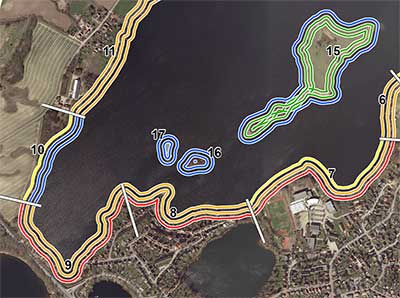 Klassifizierung der Uferstruktur eines Sees nach LAWA-Verfahren (Planungsbüro Zumbroich).